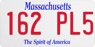 MA license plate 162PL5