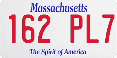 MA license plate 162PL7