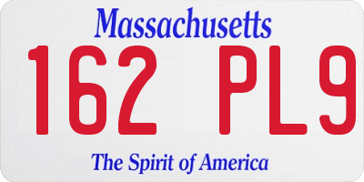 MA license plate 162PL9