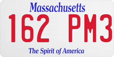MA license plate 162PM3