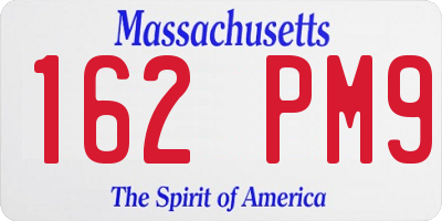MA license plate 162PM9