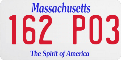 MA license plate 162PO3
