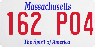 MA license plate 162PO4