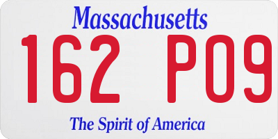 MA license plate 162PO9