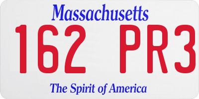 MA license plate 162PR3