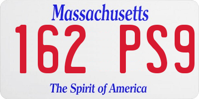 MA license plate 162PS9
