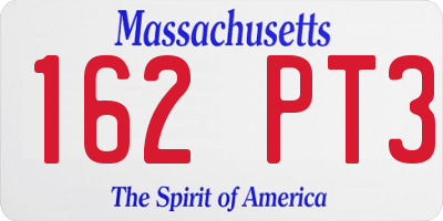 MA license plate 162PT3
