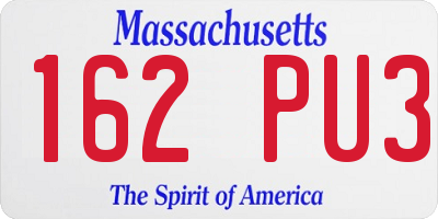 MA license plate 162PU3