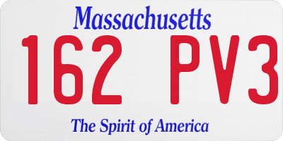 MA license plate 162PV3