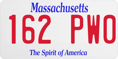 MA license plate 162PW0