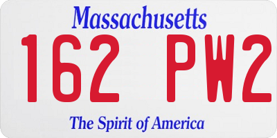 MA license plate 162PW2