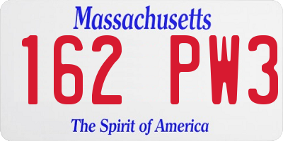 MA license plate 162PW3