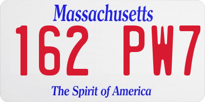 MA license plate 162PW7