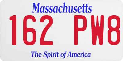 MA license plate 162PW8