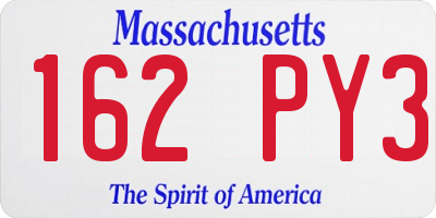 MA license plate 162PY3