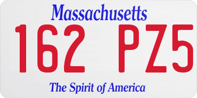 MA license plate 162PZ5