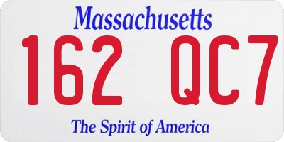 MA license plate 162QC7