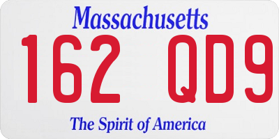 MA license plate 162QD9