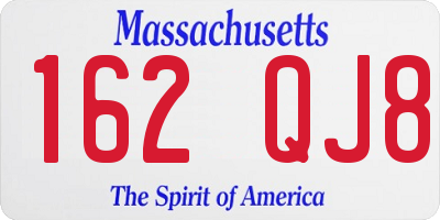 MA license plate 162QJ8