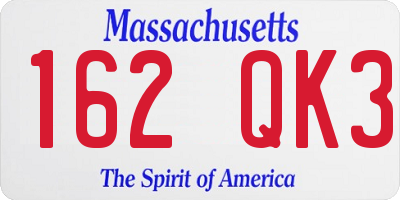 MA license plate 162QK3