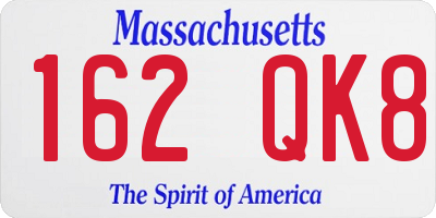 MA license plate 162QK8