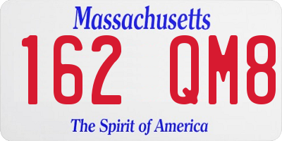 MA license plate 162QM8