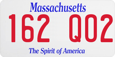 MA license plate 162QO2