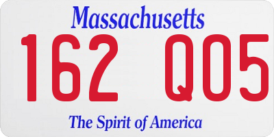 MA license plate 162QO5