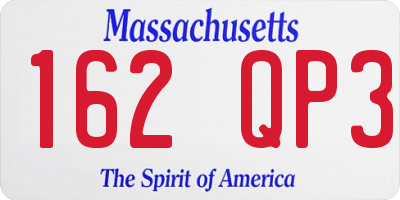 MA license plate 162QP3