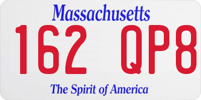 MA license plate 162QP8