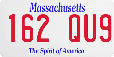 MA license plate 162QU9