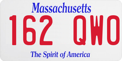 MA license plate 162QW0