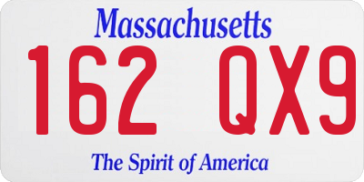 MA license plate 162QX9