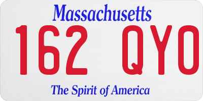 MA license plate 162QY0