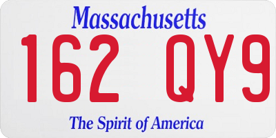 MA license plate 162QY9