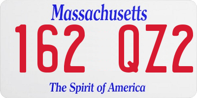 MA license plate 162QZ2