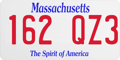 MA license plate 162QZ3