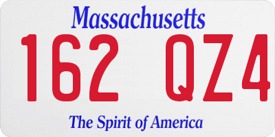 MA license plate 162QZ4