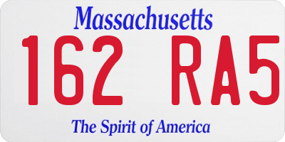 MA license plate 162RA5