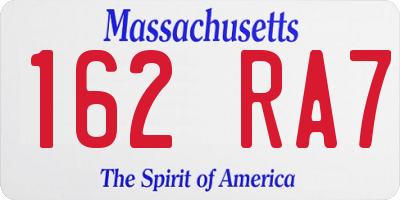 MA license plate 162RA7