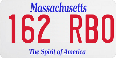 MA license plate 162RB0