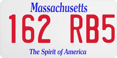 MA license plate 162RB5