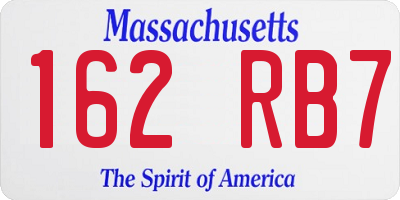 MA license plate 162RB7