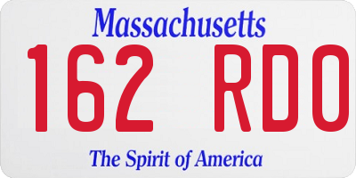 MA license plate 162RD0