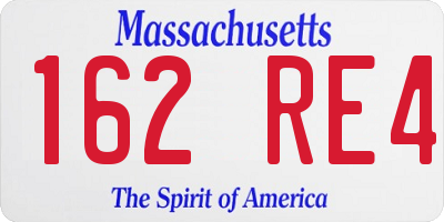 MA license plate 162RE4
