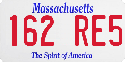 MA license plate 162RE5