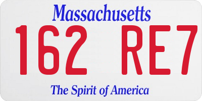 MA license plate 162RE7