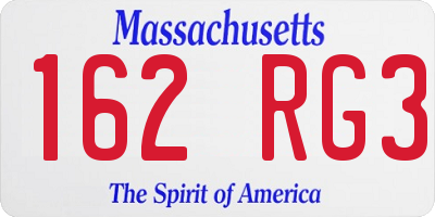 MA license plate 162RG3
