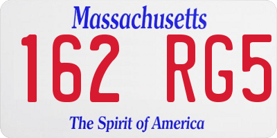MA license plate 162RG5