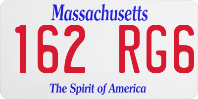MA license plate 162RG6